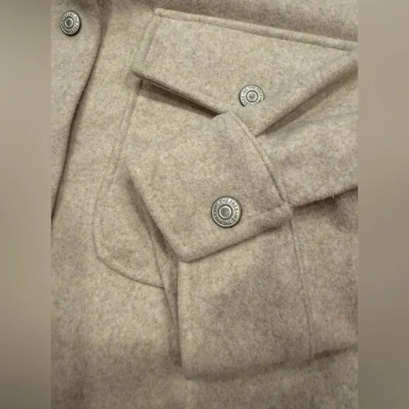We The Free Lola Oversized Shirt Jacket Size XL Women Beige Melange Shacket NWOT - Picture 4 of 6